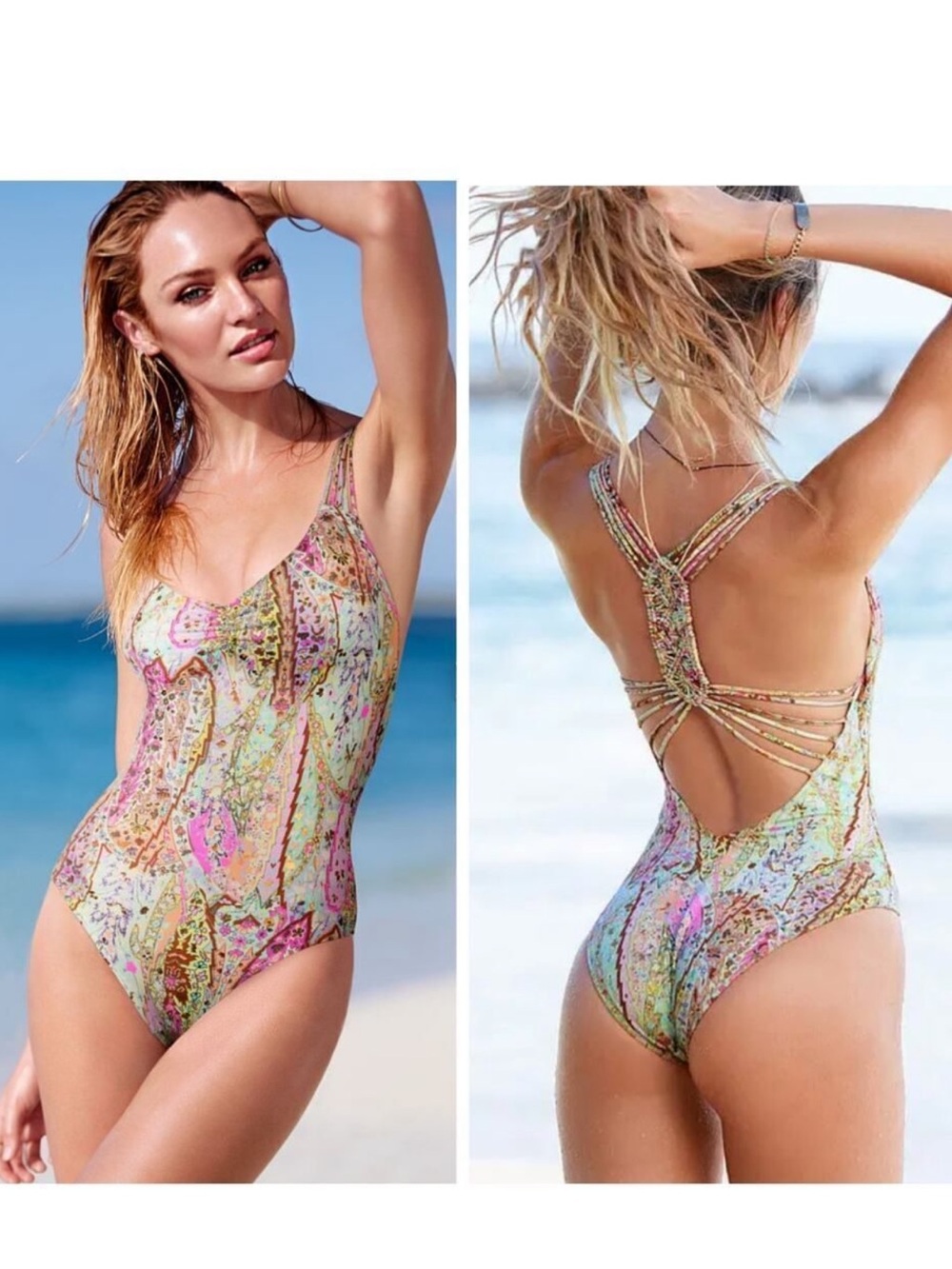 Victoria's Secret Paisley Print Macrame Back One-Piece Swimsuit